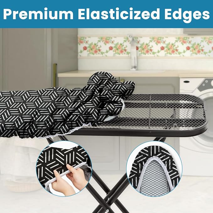 Black Ironing Board Cover and Pad 15x54, RAINHOL Extra Thick Standard Size - Image 5