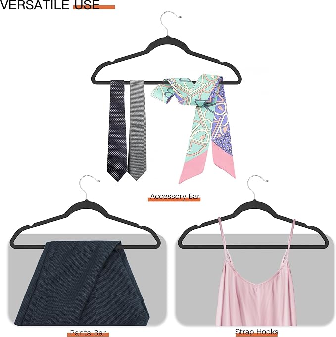 Black Velvet Hangers 20 Pack, Slim Space Saving Suit Hangers - Image 4