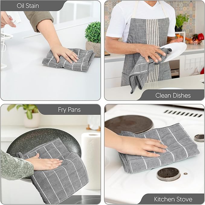Utopia Towels Microfiber Kitchen Towels 8 Pack 18x26 Inch Grey - Image 4