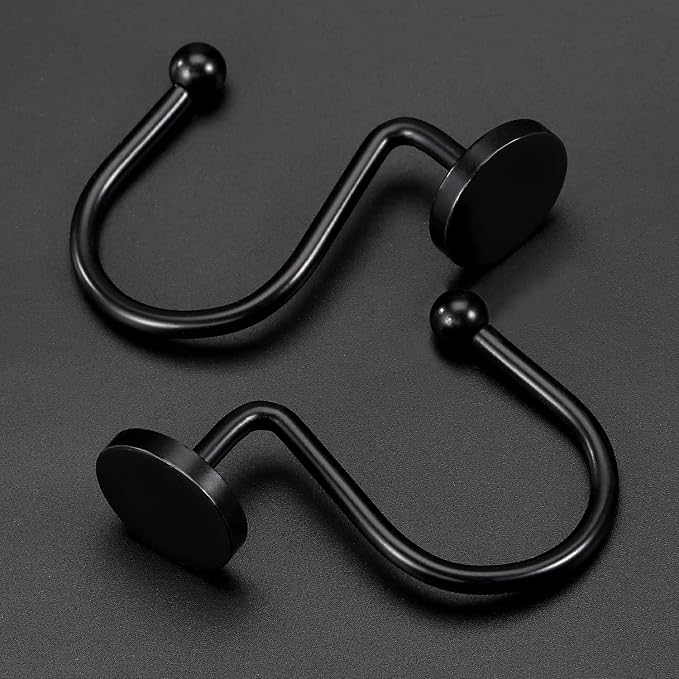 CHICTIE Black Shower Curtain Hooks, 12 Pieces, Shower Curtain Rings, Modern - Image 3