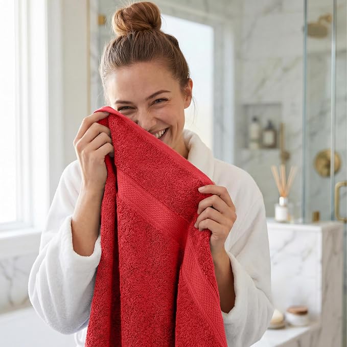 Superior Egyptian Cotton Plush & Absorbent, Bath Towel Set of 4, Soft Luxury - Image 8