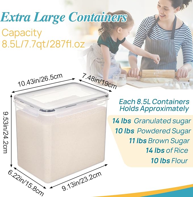 Vtopmart 8.5L Extra Large Flour Sugar Storage Containers, Airtight Seal - Image 2