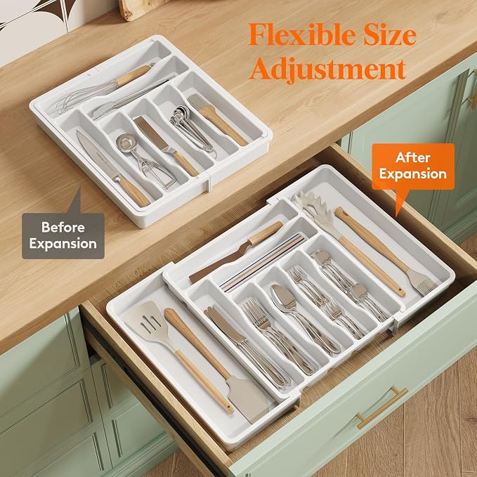 Lifewit Expandable Silverware Drawer Organizer, Kitchen Utensil Tray | BPA-free - Image 7