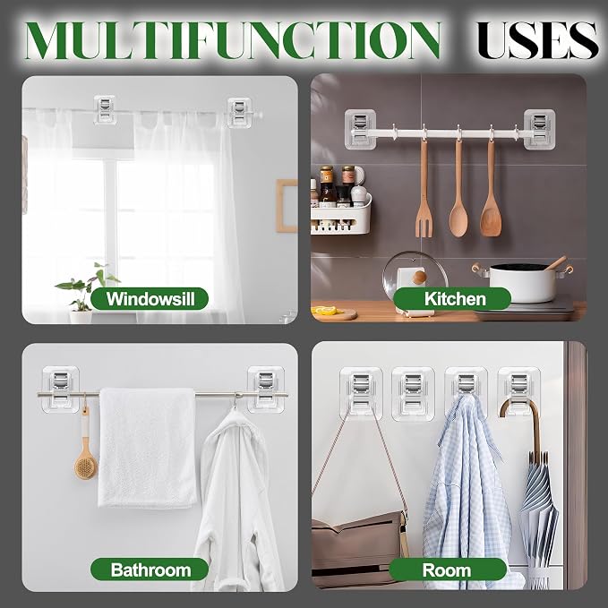 Detachable Adhesive Curtain Rod Holder-20LB, No Drill Curtain Rod Brackets | - Image 5