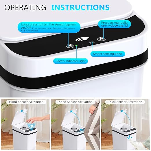 Bathroom Small Trash Can with Lid, Automatic Garbage Can, 2.6 Gallon | 3 Pack - Image 4
