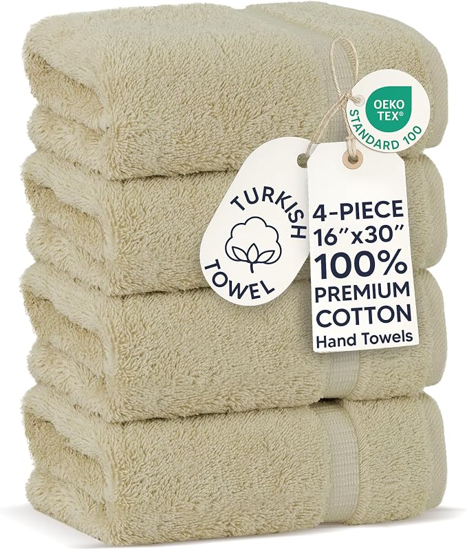 Chakir Turkish Linens 100% Cotton 4-Pack Hand Towels 16x30, Oeko-Tex Certified by ChakirTurkishLinens