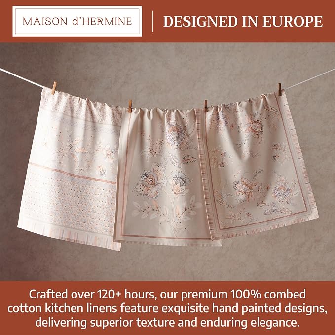 Maison d' Hermine Kitchen Towels Set of 3 100% Combed Cotton 27.50"x20" - Image 3