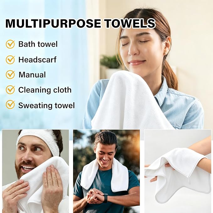 White Dual-Sided Microfiber Face Towels, Exfoliating Face Cloths - Image 8