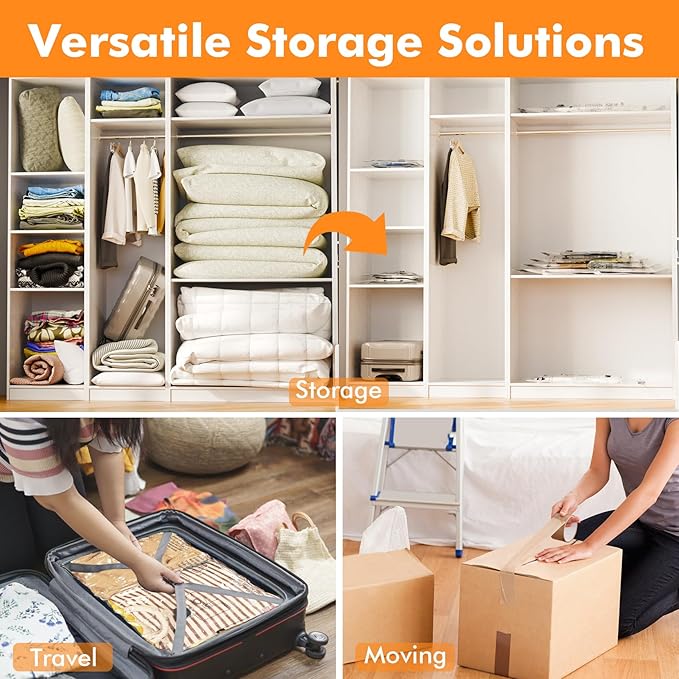 GONGSHI Vacuum Seal Bags for Clothing Travel & Home Storage, Travel Vacuum Bags - Image 3