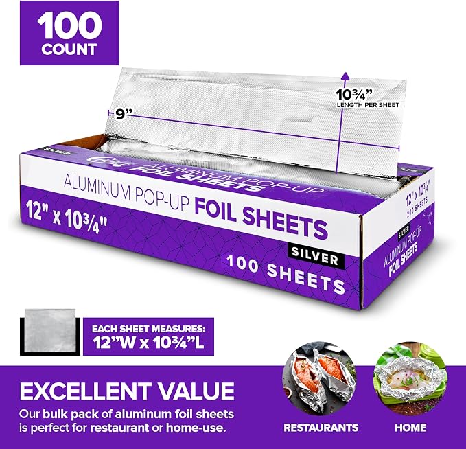 Pre-cut Deli Aluminum Foil Sheets, Disposable Foil Sheets - Image 2