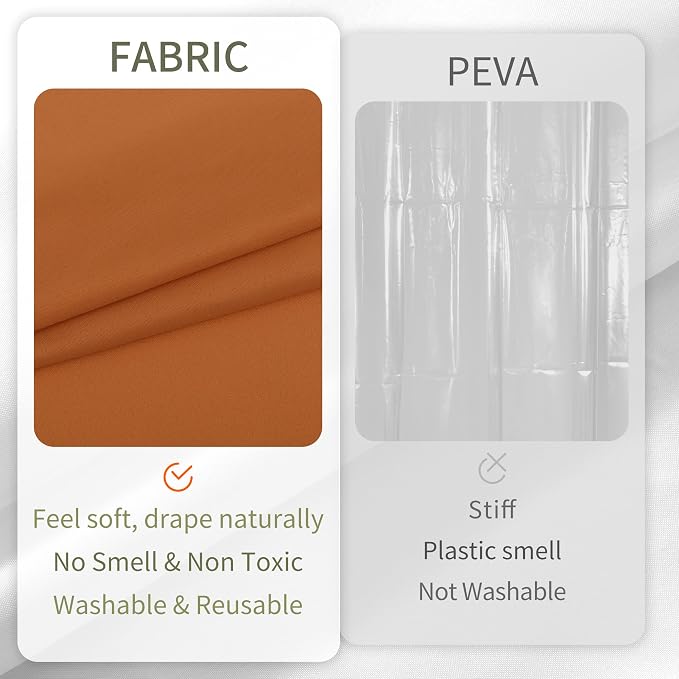 ALYVIA SPRING Waterproof Fabric Shower Curtain or Liner Burnt Orange - Image 4