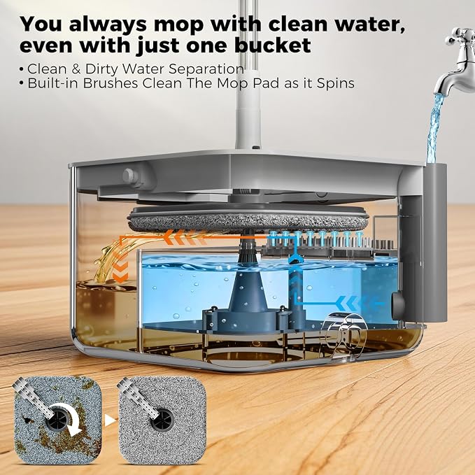 Masthome Spin Mop and Bucket Set, Separate Clean & Dirty Water Tank - Image 2