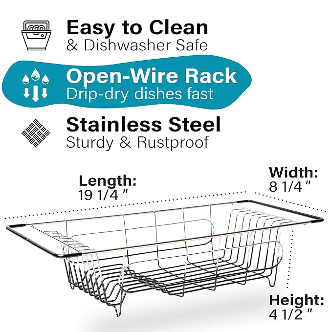 Better Houseware Over The Sink Dish Drying Rack, Space-Saving Stainless Steel - Image 7