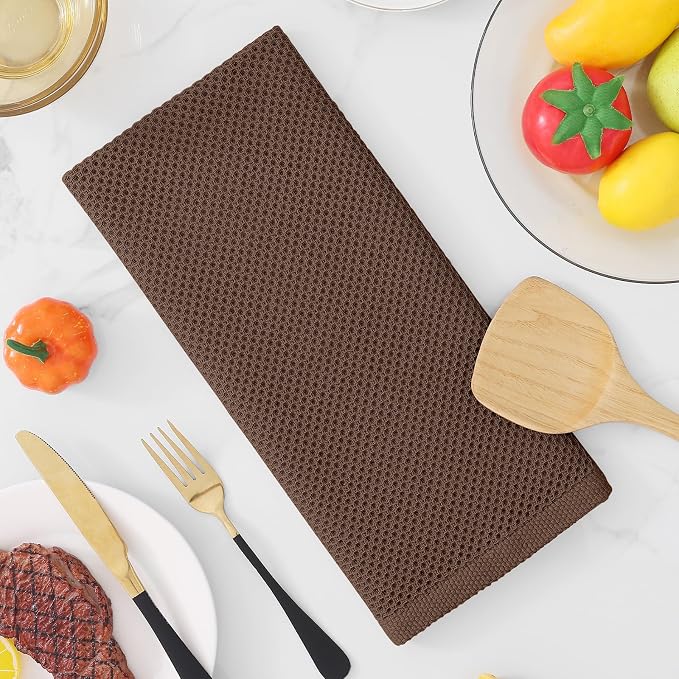 Homaxy 100% Cotton Waffle Weave Kitchen Dish Towels 8-Pack, Coffee | 13 x 28 - Image 7