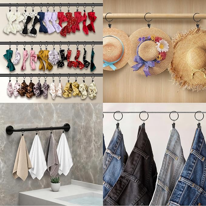 Curtain Rings with Clips, 42 Pack Metal Drapery Rings with Clips Hooks Hangers - Image 9