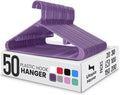 Utopia Home Plastic Hangers 50 Pack – Built-in Strap Hooks Purple | Space by UTOPIAHOME