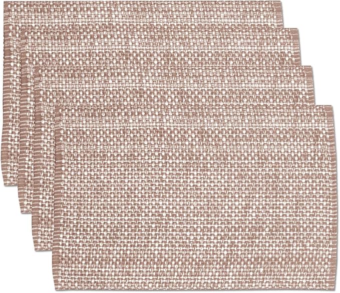 Sweet Home Collection 100% Cotton Placemats for Dining Room Rectangle Two Tone Woven Fabric 13" x 19" Soft Durable Table Mat Set, Set of 4, Taupe