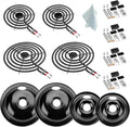5304430149 5304430150 Porcelain Drip Pan Set & MP22YA Electric Range Burner Element Unit Set with 330031 Range Burner Receptacle Kit Compatible with Frigidaire Kenmore Range Oven/Stove by Cenipar