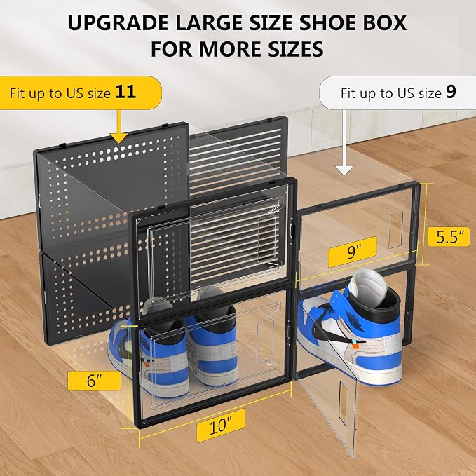 12 Pack X-Large Stackable Clear Plastic Shoe Storage Boxes Organizer - Image 5
