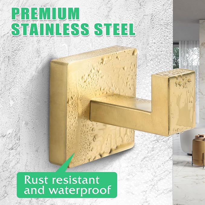 Heavy Duty Stainless Steel Towel Hooks, Wall Mounted Square Robe Hooks - Image 2