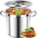 Stainless Steel Stockpot – 40QT Stock Pot with Lid, Heavy-Duty Tri-Ply Bottom Cooking Pot for Canning, Boiling Beer Brewing, Soup, Seafood Boil – Satin Finish Stainless Steel Soup Pot