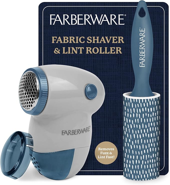 Farberware Fabric Shaver & Lint Roller Set, Portable | Sticky sheets lift pet by BestBrands