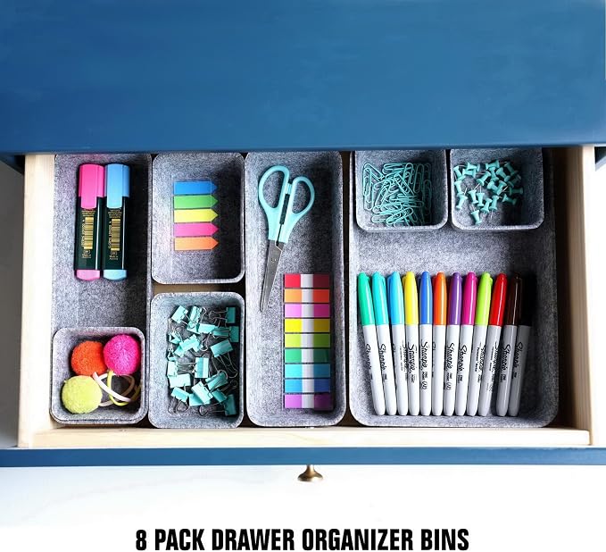 Desk Drawer organizers tray Felt storage bins aesthetics room décor - Image 4