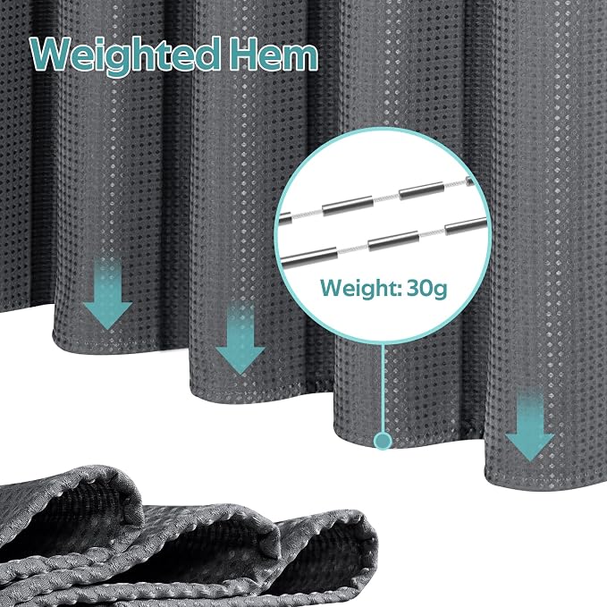 Vipfree 3 in 1 Shower Curtain Set, Waffle Shower Curtain and Liner Set - Image 5