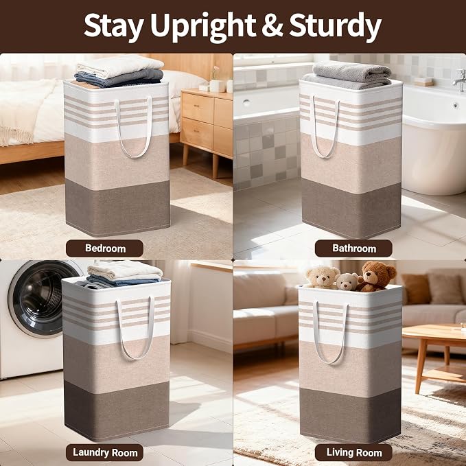 WOWBOX 2 Pack Laundry Baskets, Collapsible Dirty Clothes Laundry Hampers - Image 6