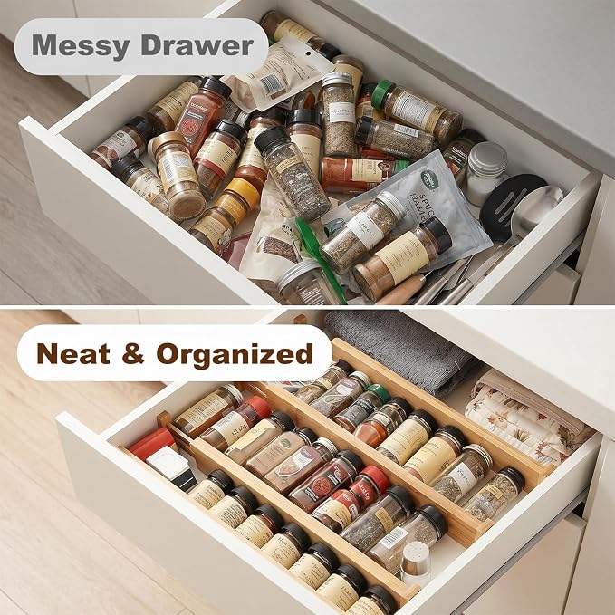Joyeee Kitchen Drawer Dividers 6 Pack, 16.9-22.1" Adjustable Bamboo Drawer - Image 3