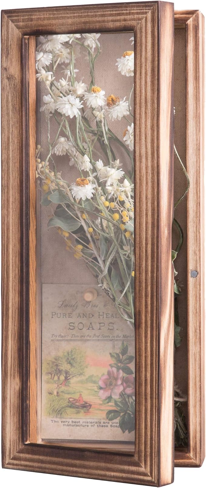 Freezing point Shadow Box Frame 5x12.5 Flower Shadow Box Pin Display Case Cabinet Picture Frame with Linen Back Memorabilia Awards Medals Badge Bouquet Wedding Memory Box for Keepsakes Long