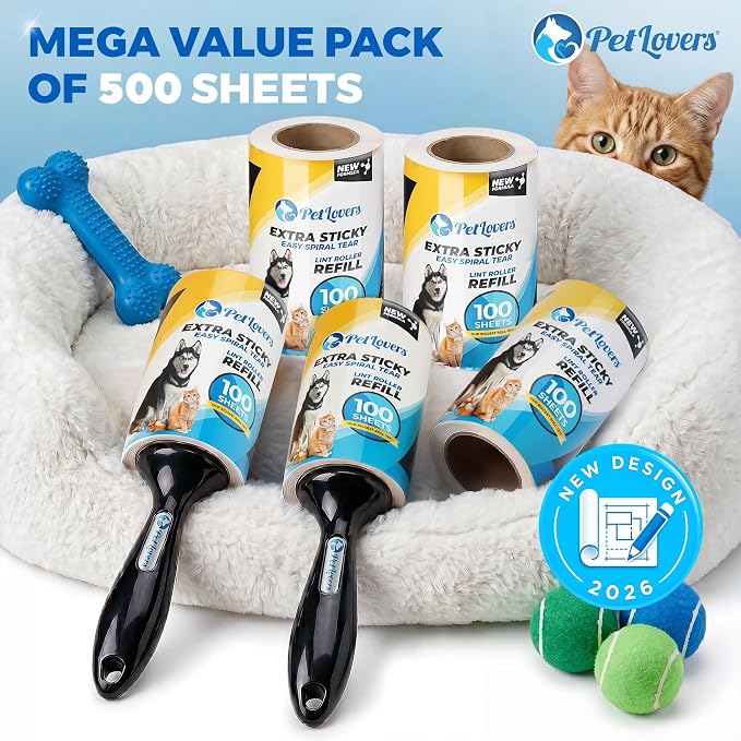 PetLovers Extra Sticky Lint Roller Mega Value Set 500 Sheets - Image 8
