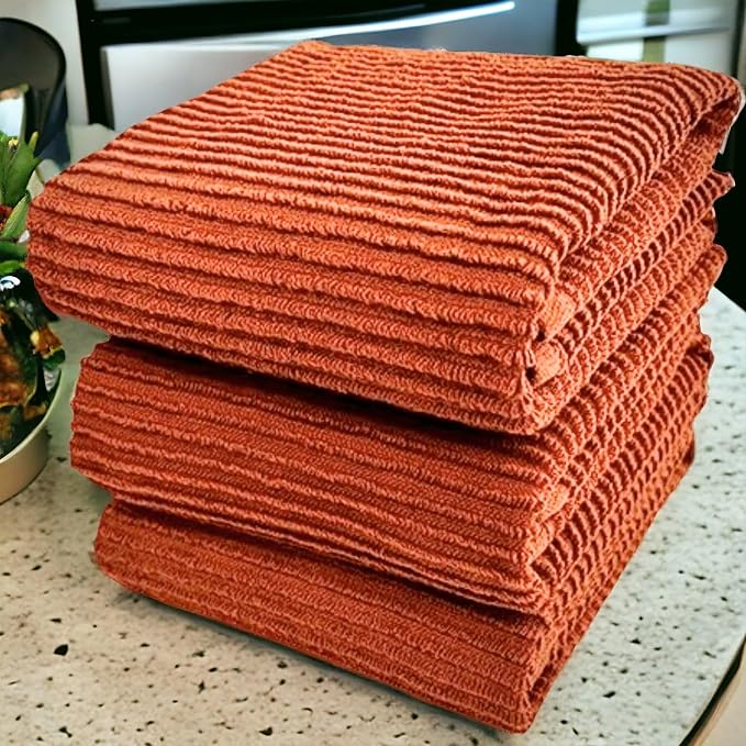 Burnt Orange Rust Kitchen Hand Dish Towels, 100% Cotton - Image 7
