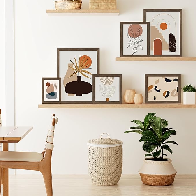 Vittanly 5x7 Picture Frame, Solid Wood Frame with Plexiglass, Includes 4x6 Mat, Wall Hanging or Tabletop for Home Decor, Brown, 1 Pack