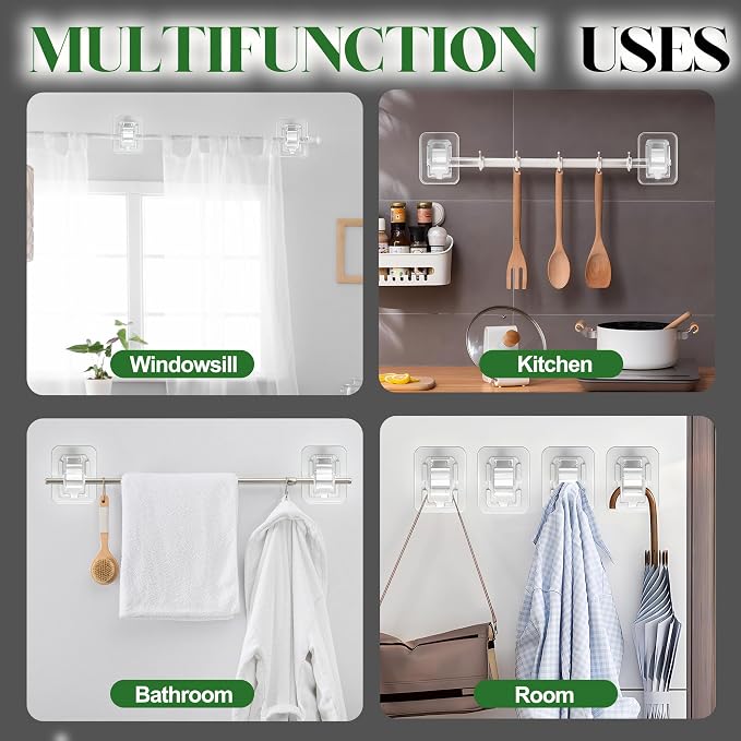Detachable Adhesive Curtain Rod Holder-20LB, No Drill Curtain Rod Brackets | - Image 5