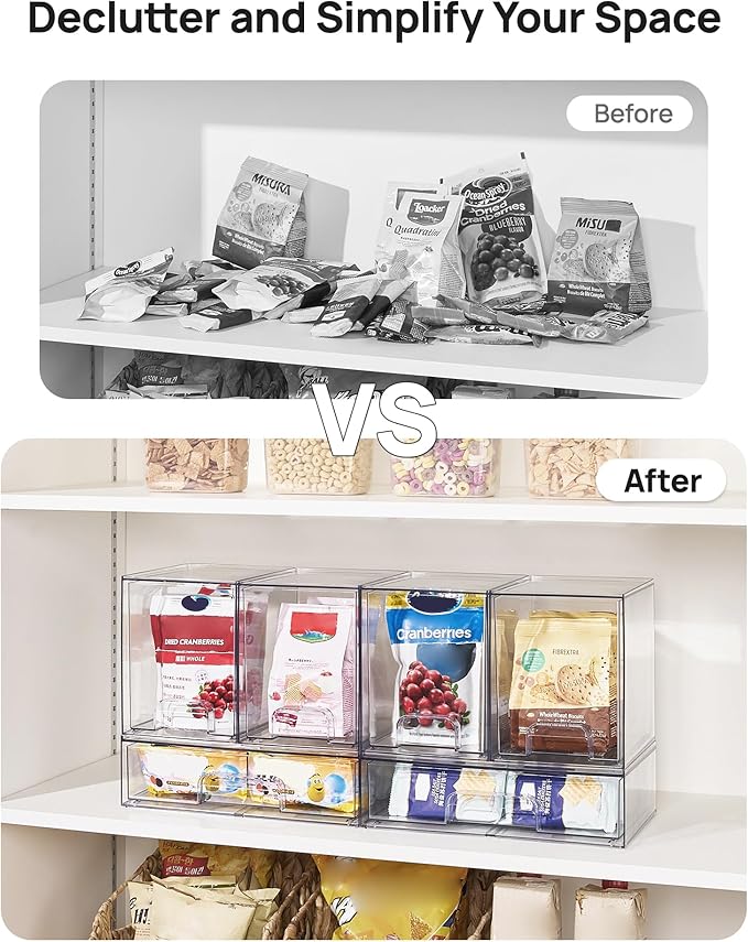 Vtopmart Clear Stackable Storage Drawers Set of 3, Plastic Organizer Bins | - Image 5