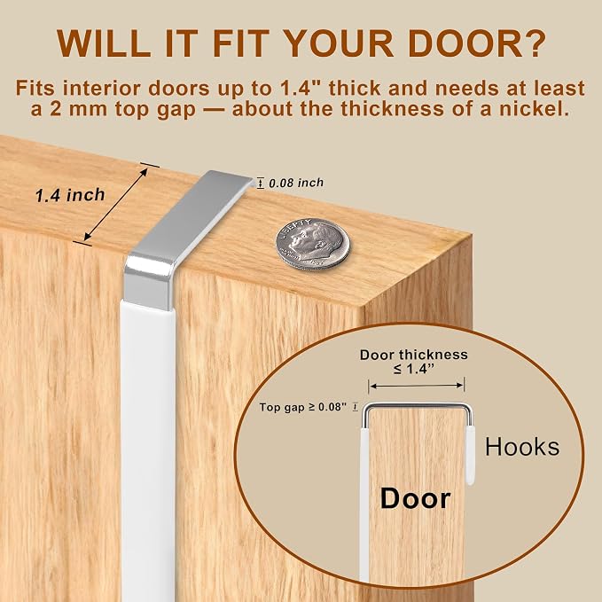 Over The Door Hooks 2 Pack – Heavy Duty Door Hanger Hooks - Image 3