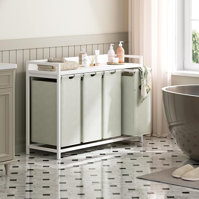 Herture Laundry Hampers with Shelf, Laundry Basket 4 Section, 4 x 15.87 Gal - Image 6