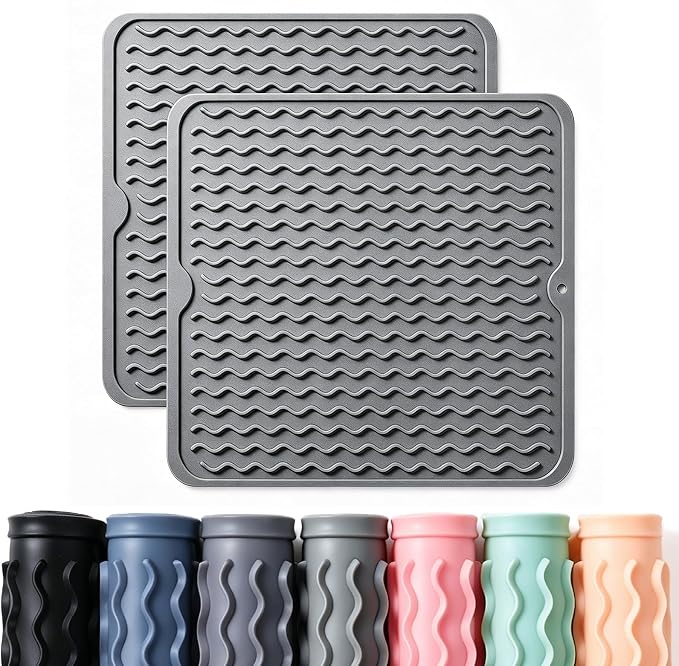 2 Pack Caketime Silicone Dish Drying Mat by CAKETIME