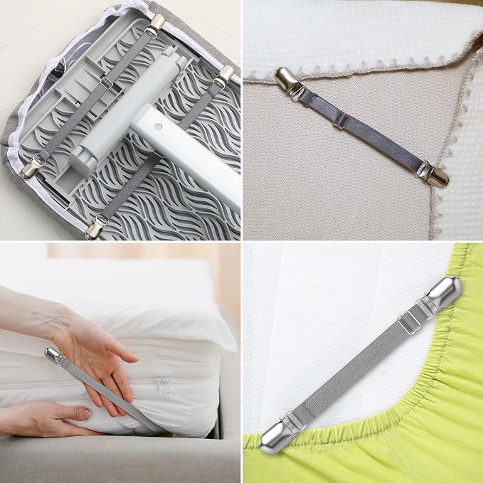 Boao 12 Pcs Bedsheet Strap Elastic Clip, 8-12 Inch Length | Sturdy Metal Clips - Image 5