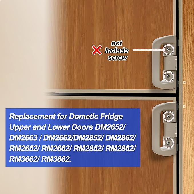 3851174015 Refrigerator Door Handle Replacement for Dometic Fridge Upper and Lower Doors, Compatible with Models DM2652/DM2662/ DM2663/ DM2852/ DM2862/ RM2652/ RM2663/ RM2852/ Beige,1PC