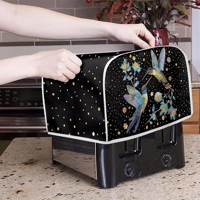 Hummingbirds Print 4 Slice Toaster Cover Waterproof Toaster Dust Cover Fingerprint Protection for Kitchen Small Appliance