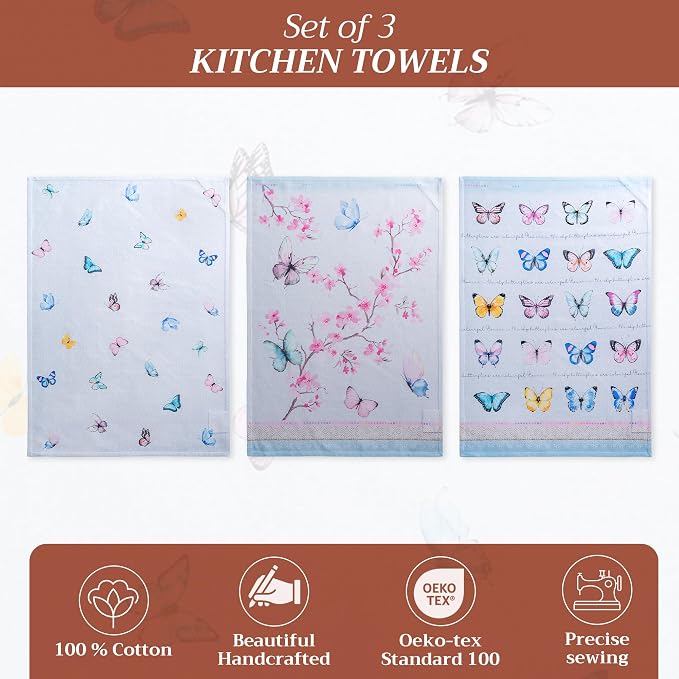 Maison d' Hermine Kitchen Towels Set of 3 Reusable 100% Cotton 27.50" x 20" - Image 2
