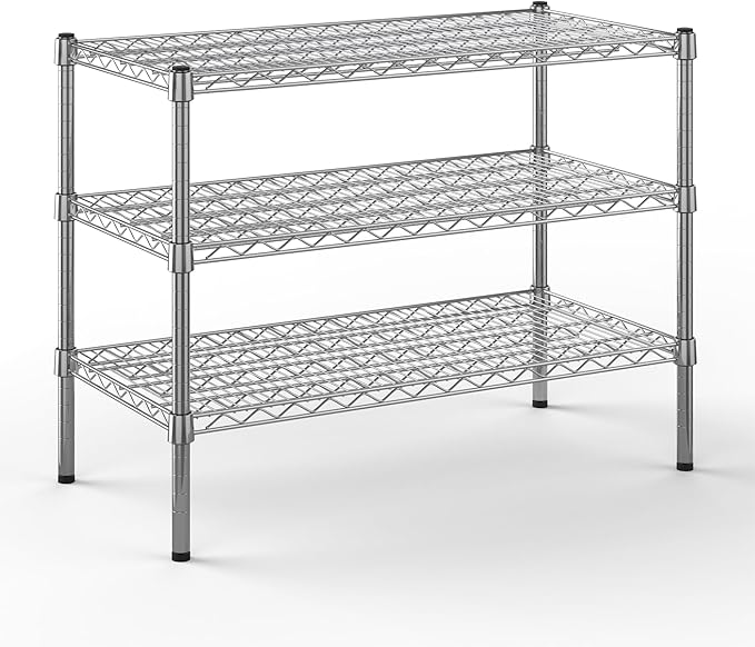18" Deep x 36" Wide x 27" Height Wire Shelving Kit | 3-Tier | NSF Commercial Storage Rack Unit