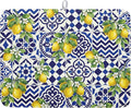 Lemon and Blue Tile Dish Drying Mat 18x24 Inch Absorbent Reversible Mexican by Kawani