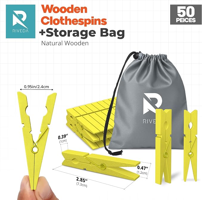 50pcs Colored Wooden Clothes Pins, Clothespins - Image 2