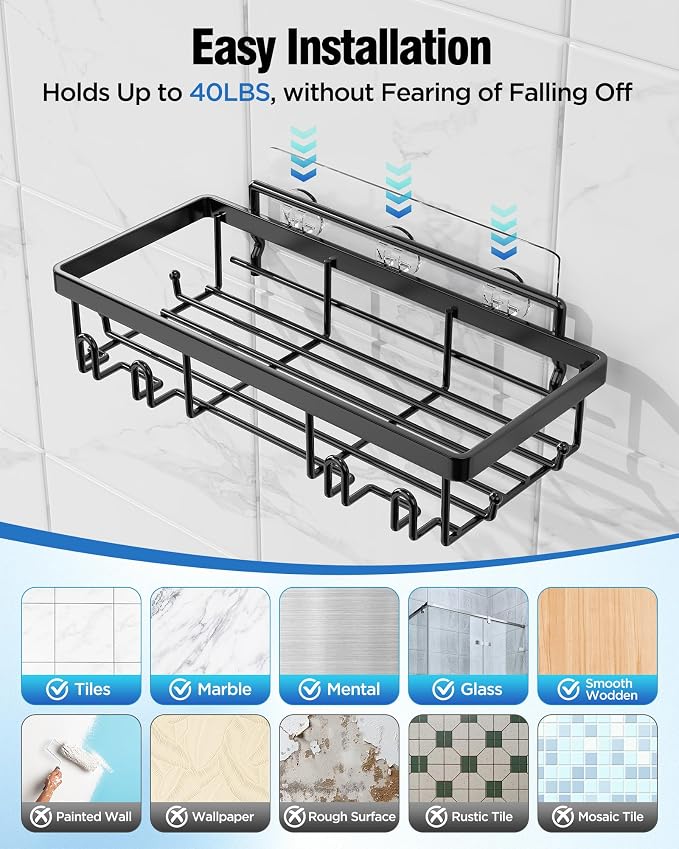Shower Caddy 7 Pack, Adhesive Bathroom Shower Organizer - Image 7