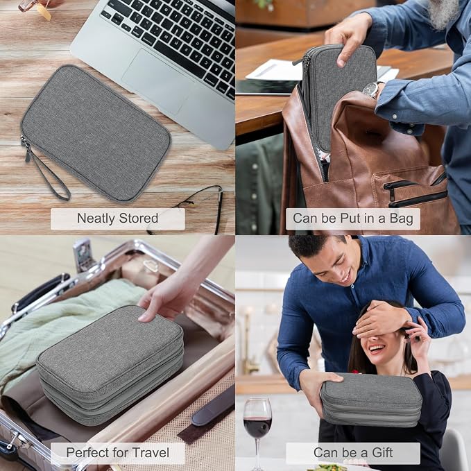 FYY Electronic Organizer, Travel Tech Pouch Bag, Dark Grey | Wrist Strap - Image 7