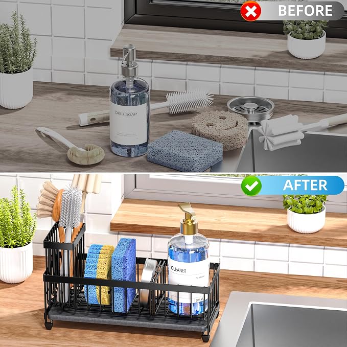Cisily Sponge Holder for Kitchen Sink, Sink Caddy Organizer - Image 6