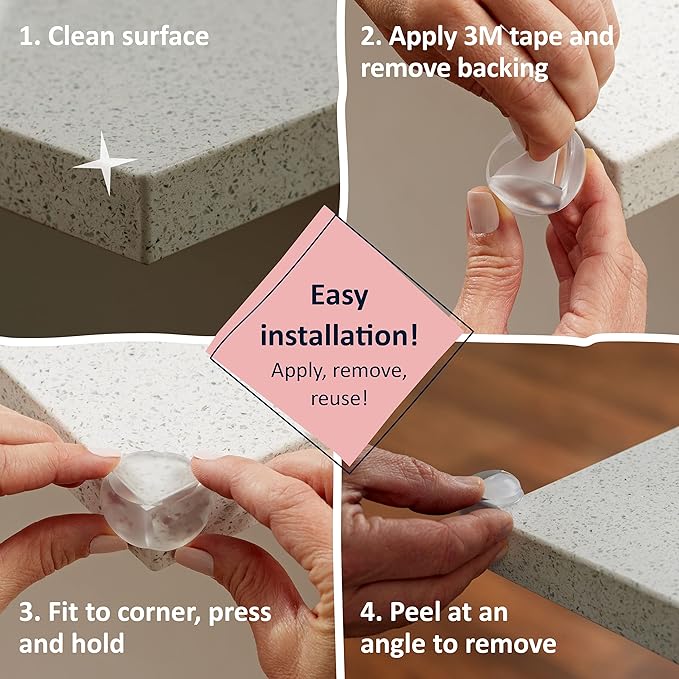Bebe Earth Baby Proofing Corner Protectors, 18 Furniture Corner Guards Bumpers for Table - Clear Child Safety Protector for Home, New Parents and Couples